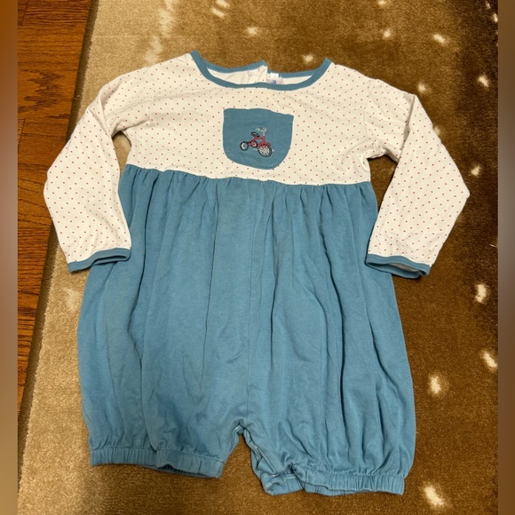 EUC size 3T The Bumble Bee knit bubble romper with adorable embroidered tricycle - Picture 1 of 2